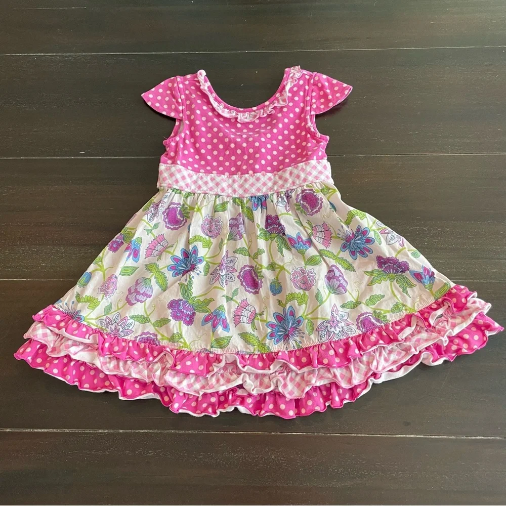Matilda Jane Short Sleeve Ruffle Dress Polka Dot Size 4 - Picture 1 of 8